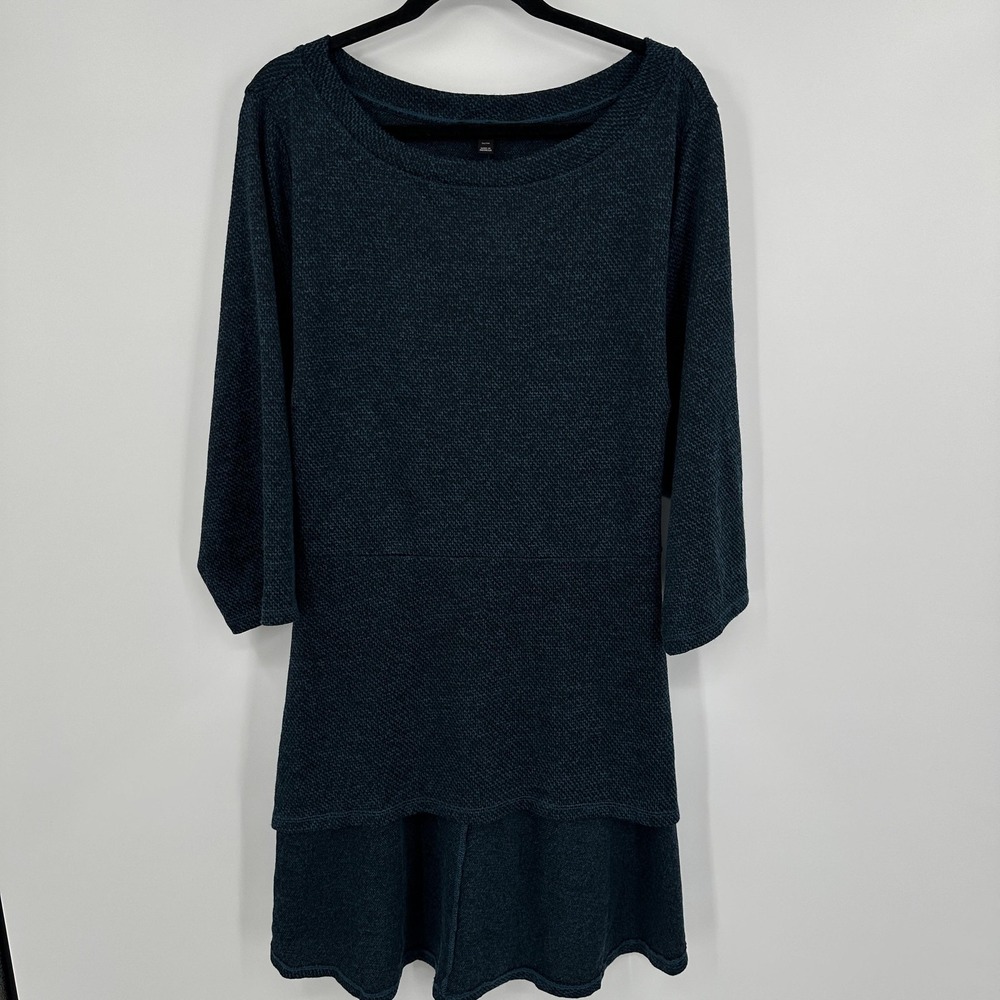Lane Bryant Sweater Dress Womens‎ 26/28 Blue Layered Knit 3/4 Sleeve Tunic Plus